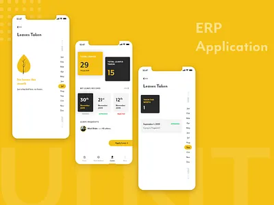 UI KIT #1 - ERP Application - Leaves Module adobe xd app black and yellow erp holidays leaves prototyping ui ui kit ux