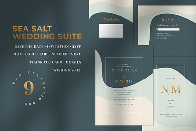 SEA SALT - Wedding Invitation Suite abstract card design diy elegant feminine gold invitation set invitation shop invitations invite minimal modern simple template template card wedding card wedding invitation wedding invite weddings