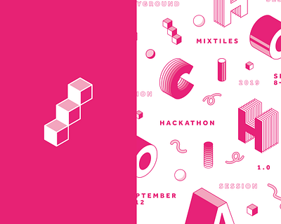 Mixtiles Hackathon abstract bold branding geometric pattern pink shapes tech typogaphy