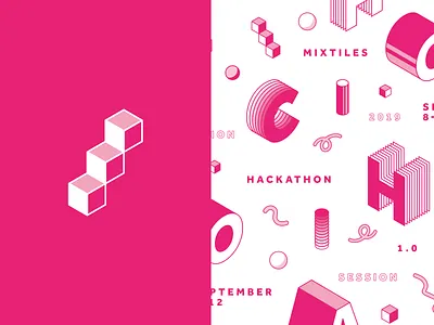 Mixtiles Hackathon abstract bold branding geometric pattern pink shapes tech typogaphy