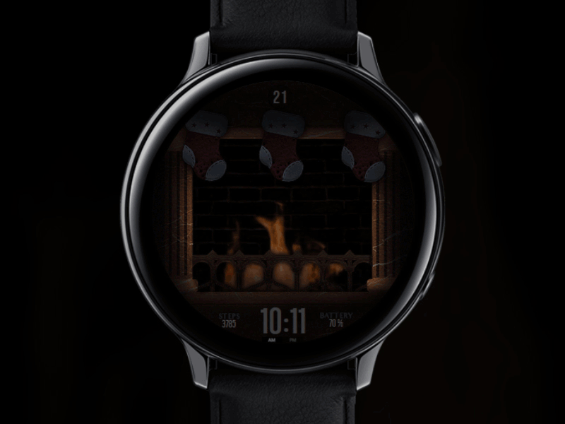 Fireplace - Watch Face active christmas classic design electronics fireplace galaxtwatch galaxy watch gears3 graphic design illustration samsung screen smartwatch technology watch watchface wearable wearable tech xmas