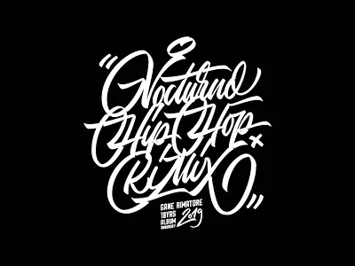 Nocturno Hip Hop 10th Anniversary branding brush lettering calligraphy custom lettering design graphic design hip hop illustrator lettering letters logo logo design music print rap typography vector