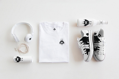 new t-shirt brand logo. black branding business corporate corporate identity creative design drop icon illustration logo logotype modern panda panda logo pandas t shirts template typography vector