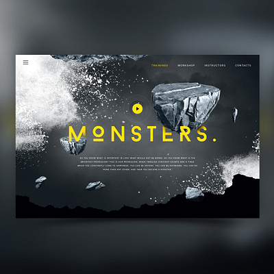 Training center Monsters. app design monsters site stones strong tv ui ux web website yellow