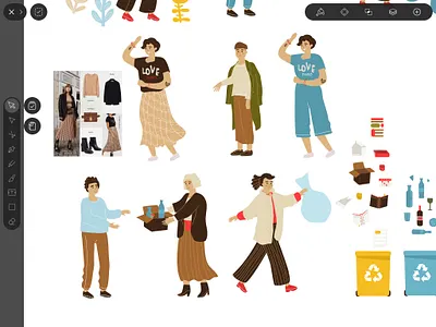 Drawing process with fashion accessories adobe illustrator animation app character design flat illustration line art logo sketch