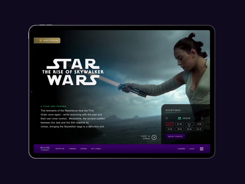 Example of Cinema UI Design - Star Wars: The Rise of Skywalker