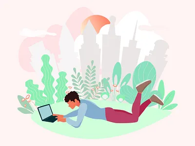 Сoncept of relaxation and free time. city design illustration landscape relax vector vectorart young life