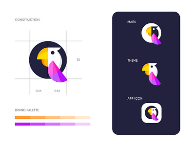 Parento - Logo Redesign Proposal animal app bird logo branding colorful deployment dynamic logo golden ratio grid icon logo logo construction logo design logo designer mark modern parrot logo redesign smart logo symbol