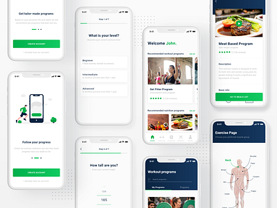 Infinity Fit Fitness App - UX/UI Design app app design blue clean creative design fitness fitness app green ui user inteface ux web xd