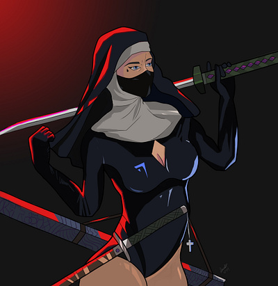 The Nun with a Uchigatana animation art character design digitalpainting illustration logo painting web