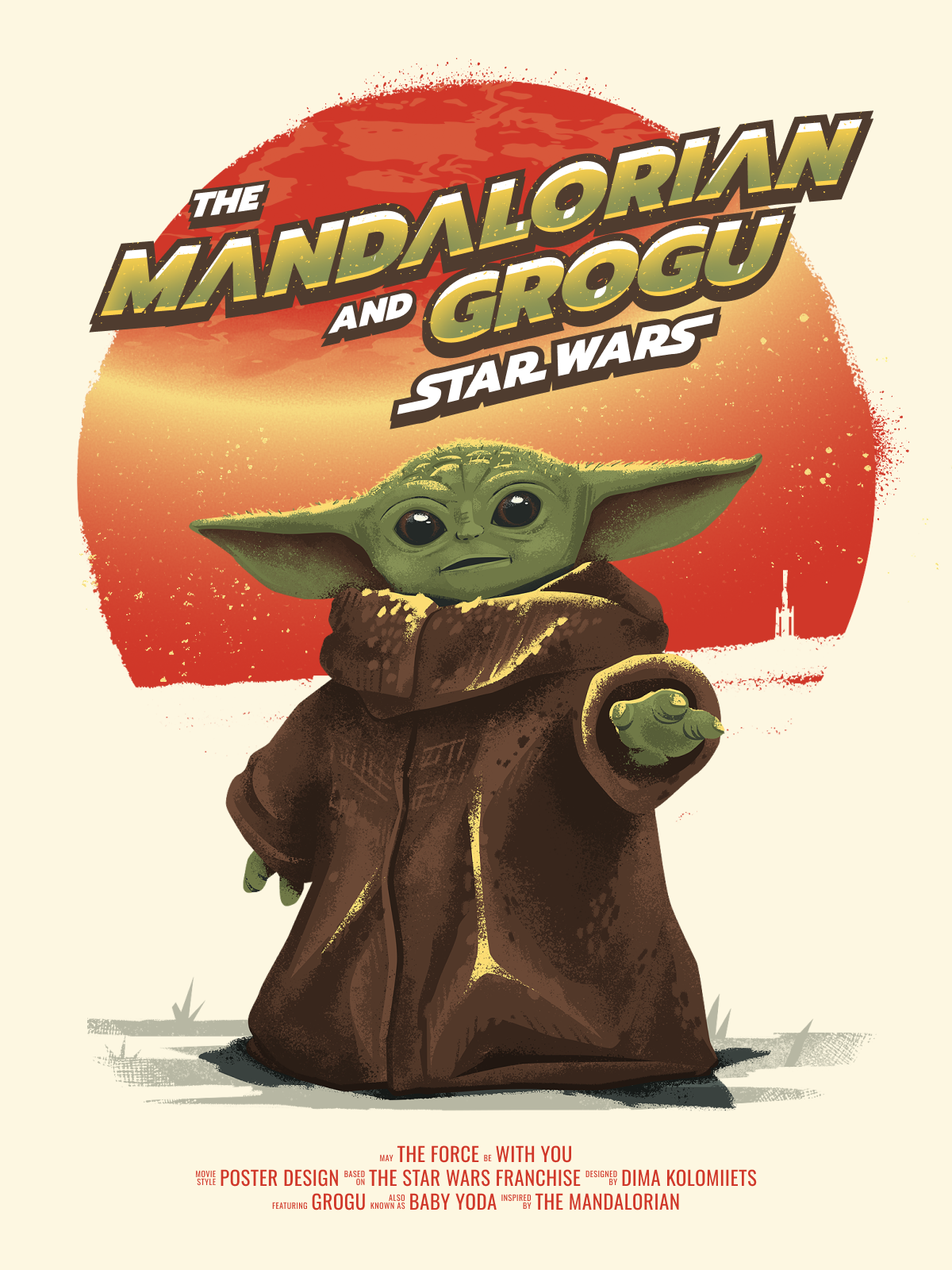 Baby Yoda Poster baby yoda design digital art disney fan fan art graphic design grogu illustration mandalorian movie poster planet poster poster design star wars texture typography