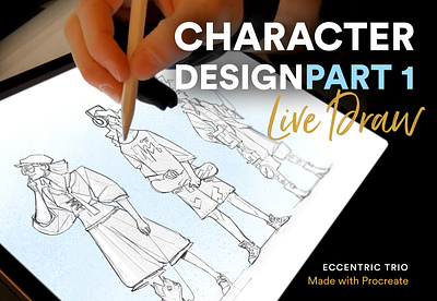 Eccentric Trio | Character Design Part 1 brushes character design characters drawing french bulldog illustration process live draw people skater sketch style video process