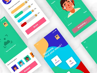 Mood Analyzing App Concept Design add android bar chart color dashboard dashboard template free ios landingpage list minimal mobile mockup modern navigation profile report table web