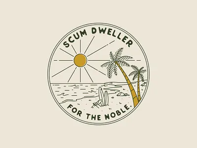Scum Dweller adventure art badge beach branding design illustration landscape line logo monoline nature outdoor patches pin sticker t shirt tee vector vintage