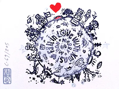 merry moon 19 composition concept grabado graphic icon illustration layers logo luna moon printmaking rubbercarving skycape stamp texture