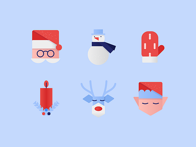 Holiday Icons in Clip Style christmas holidays icon design icons new year vector