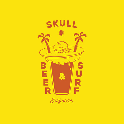 Skull, Beer and Surf branding design illustration illustrator lettering logo shirtdesign tshirtdesign typography vector visual design