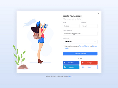 Create Your Account💫 branding create account design flat illustration landing log in screen logo ui ux vector website