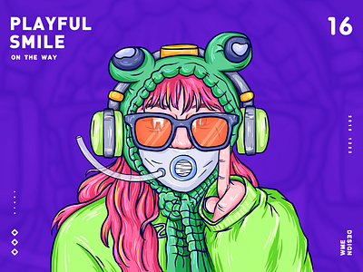 PLAYFUL SMILE affinity designer design girl green illustration people playful smile wme