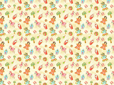 Beach Bum Cookie Pattern cookie holiday illustration pattern surfacedesign textile watercolor