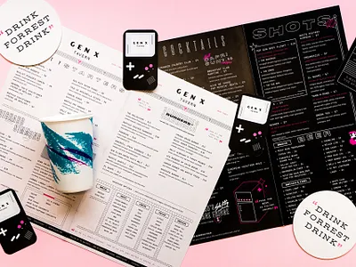 Gen X Tavern 1/3 branding cocktail florida gameboy gen x icon illustration logotype menu monoline retro tampa type typography vintage