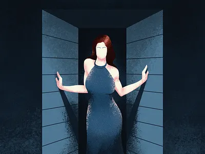 Herself blue character dark design girl herself illustration lady minimal painting vector illustration woman illustration