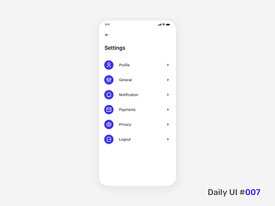 Daily UI #007 Settings daily 100 challenge dailyui dailyuichallenge design interface minimalist mobileappdesign product settings ui uidesign uiux user experience