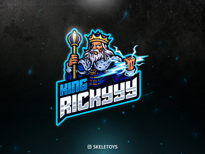 KING RICKYYY cartoon character design esport esportlogo illustration king logo mascot mascot character thunder