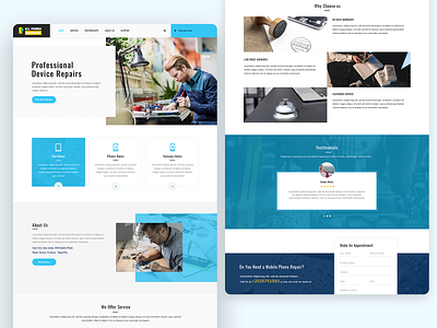 Phone Repairs andriod blue clean clean ui designs electronics illustrator iphone laptop mac motherboard phone photoshop print repair tab ui website