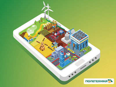 "Poletehnika" Agricultural Isometric Illustration agriculture fields flat illustration industrial industry isometric poletehnika stylish village
