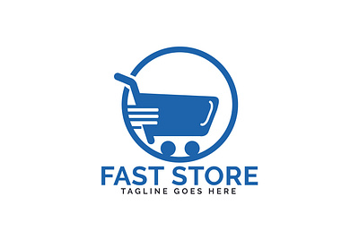 Fast Store Logo Design. app brand branding business delivery design fast grocery app illustration illustrator logo shopping shopping app shopping cart store vector