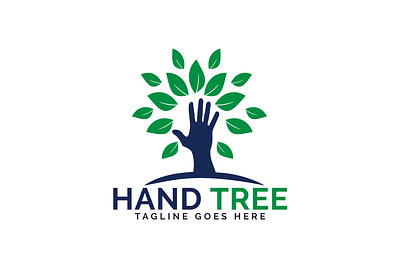 Hand Tree Logo Design. app brand branding care charity design environmental hand health healthcare illustration illustrator leaves logo nature orphanage plant tree treehouse vector