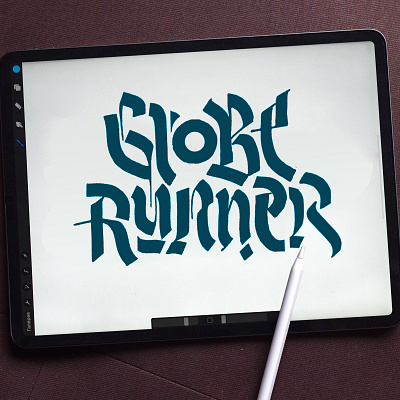 GlobeRunner calligraphy design illustration ipadpro lettering logo logodesign logotype procreateapp typography