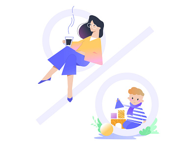 Discounts child discounts flat illustration mother vector