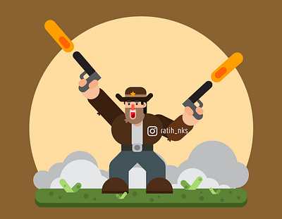 Cowboy animation art artwork character cowboy cowboy hat designer flat design graphic design illustration illustrator man cartoon portfolio ui design ui ux vector