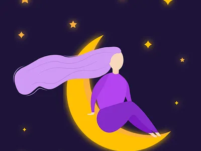 Moon girl character design dream dreamcatcher dreamy girl illustration illustrator moon vector