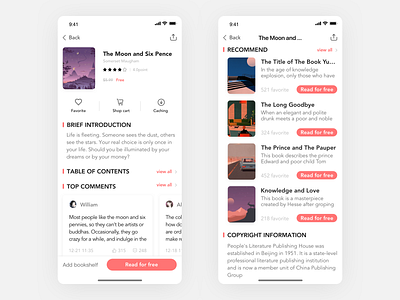 Reading details page design app design illustration ui 插图