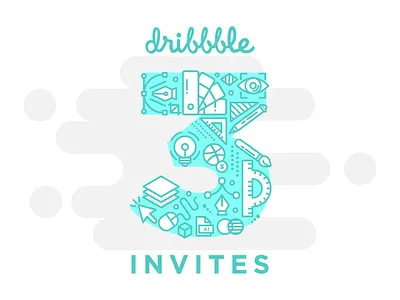 3 Dribbble Invites adobe illustrator adobe illustrator cc ai design elements dribbble invite dribbble invites eps flat game icon number ruler vector vector artwork vector illustration vector works