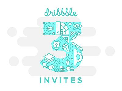 3 Dribbble Invites adobe illustrator adobe illustrator cc ai design elements dribbble invite dribbble invites eps flat game icon number ruler vector vector artwork vector illustration vector works