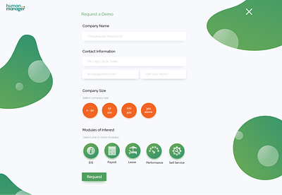 Request a demo page design form forms hm humanmanager payment payroll salary ui ux web website