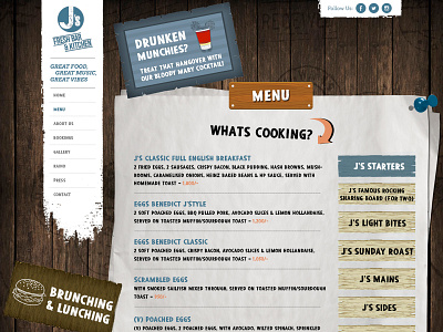 Restaurant Menu Page - Js Website cooking daily ui drink food graphic design landing lunch menu music online order order page price restaurant trendy design typography ui vector web website