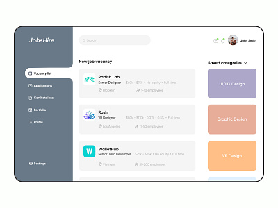 Job Vacancy Dashboard design dribbble figma flat hire hires jobs minimal ui uidesign ux web website