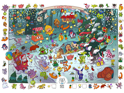 New Year Search and Find art artappler character christmas doodle doodleart doodles hand drawn illustration kids search and find sketch wimmelbuch winter