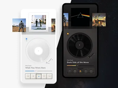 Retro Music Player App Concept app dark mode light mode mobile music music app music application music player music player ui neumorphism player player ui retro