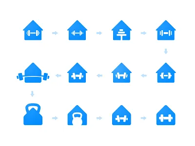 London Fitness - Logo Process brand branding crossfit dumbbell gym app house logo icons identity designer kettlebell logomarks logos marks