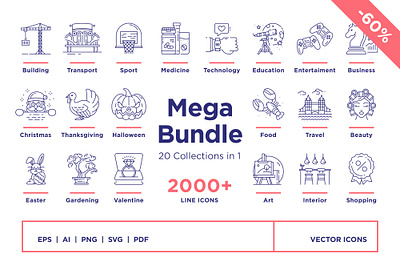 Mega Bundle branding bundle dashboard design flat flat icons graphic design icon icons icons design startup icon