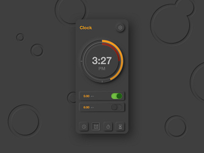 Skeuomorph Alarm App - Dark alarm alarm app alarm clock app app design app designer clean ui clock interface design minimal rebound sketch skeuomorph skeuomorphism trending ui design user experience user inteface ux vector