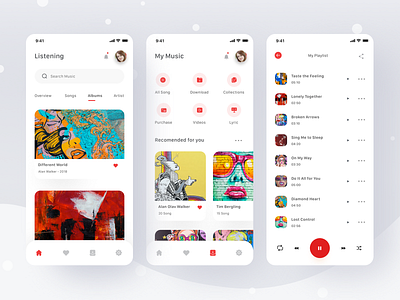 Music App album app card clean clean ui ios itunes lyric mobile music podcast profile sing song spotify ui video videos