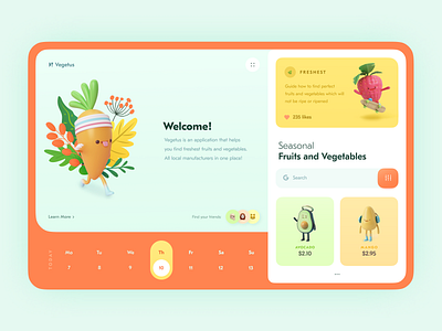 Veggie Shop Dashboard app bright colors clean concept dashboard design flat food illustration minimal product design shop store typography ui ux vector vegetables web web design