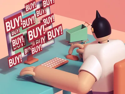 Buy Nothing Day 3d aftereffects animation blackfriday buy character characterdesign cinema 4d cinema4d octane